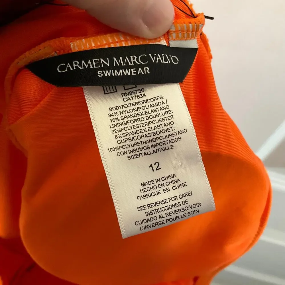 Carmen Marc Valvo Women’s Bright Orange‎ Swimsuit Dress - Size 12 - NEW